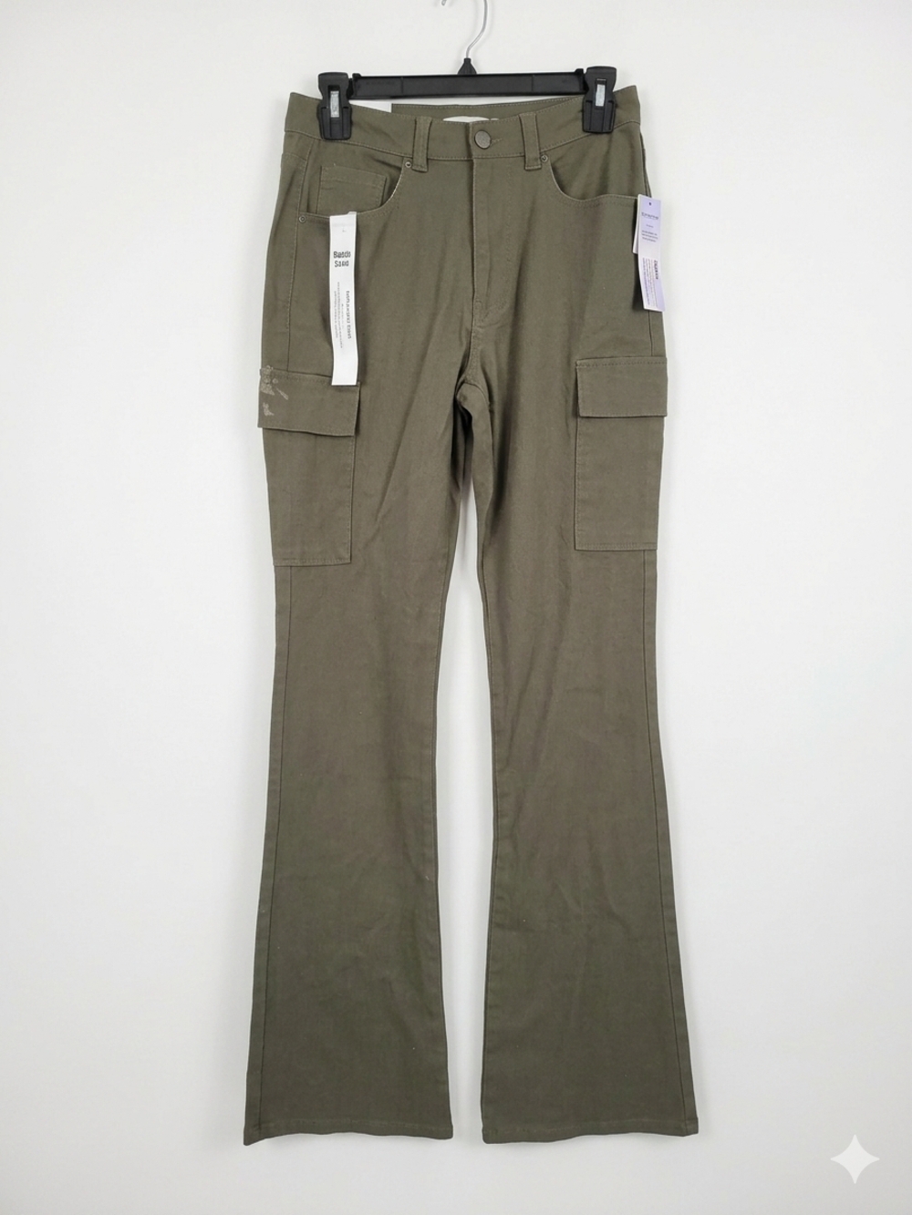 Tinseltown Olive Green Cargo Boot-Cut Pants
